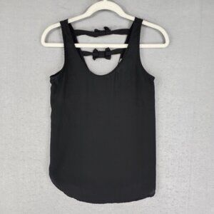 Soprano Top Womens XS Black Sheer Chiffon Elegant Bow Straps Scoop Neck Sexy USA